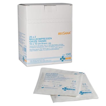 Beese Medical sterile Mullkompressen 8- lagig 25 x 2 Stück 5 x 5 cm Beese Medical sterile Mullkompressen 8- lagig 25 x 2 Stück 5 x 5 cm - Bild-Darstellung des Produktes 1