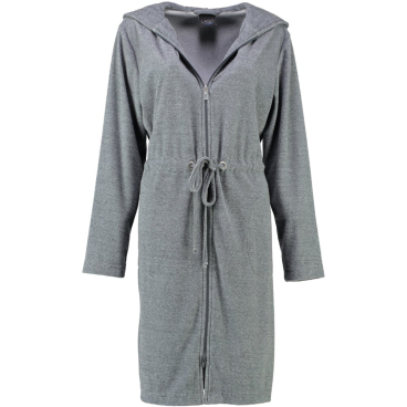 Cawö Lago 817 Kurzmantel mit Kapuze, Reißverschluss und Tunnelgürtel – leichtes Wirkvelours, Made in Germany Anthrazit - Bild-Darstellung des Produktes 1