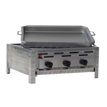 Gastrobräter, 3 Brenner je 3,6 kW, mit Grillrost und Edelstahlpfanne, B 650 x T 530 x H 270 mm, inkl. Gewerbedruckregler u. Schlauchbruchsicherung 3 Brenner je 3,6 kW, mit Grillrost und Edelstahlpfanne - Bild-Darstellung des Produktes 1