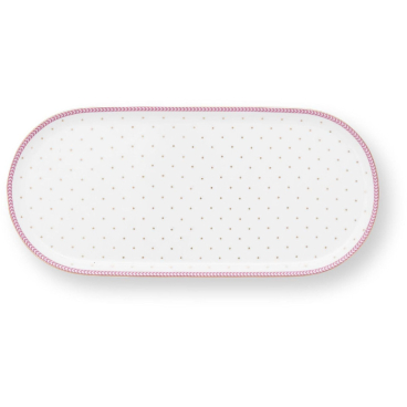 Pip Studio Jolie Dots Gold, ovale Porzellanplatte mit Goldrand pink - Bild-Darstellung des Produktes 1