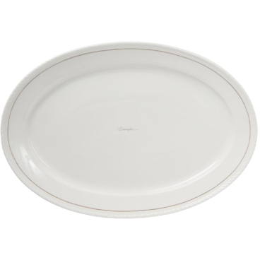 Lexington Porzellan-Servierplatte oval – handbemalte Bordüren, Seilstruktur, ofen-/mikrowellen-/spülmaschinen- und gefrierschrankgeeignet white-beige - Bild-Darstellung des Produktes 1