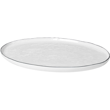 Broste Copenhagen Salt – ovale Servierplatte aus glasiertem Porzellan, weiß mit schwarzem Rand white w-black rim - Bild-Darstellung des Produktes 1
