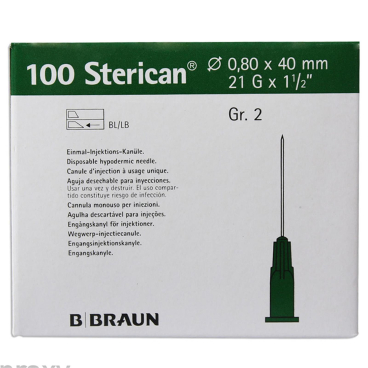 B. Braun Sterican Einmalkanülen 100 Stück Nr.2 0,80 x 40 mm 21G grün B. Braun Sterican Einmalkanülen 100 Stück Nr.2 0,80 x 40 mm 21G grün - Bild-Darstellung des Produktes 1