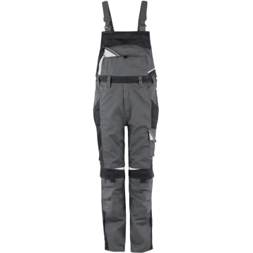 PKA BESTWORK NEW Latzhose mit CORDURA-Kniepolstertaschen und reflektierenden Applikationen grau/schwarz - Bild-Darstellung des Produktes 1