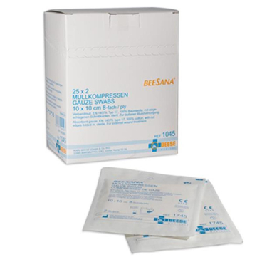 Beese Medical sterile Mullkompressen 12- lagig 25 x 2 Stück 10 x 10 cm Beese Medical sterile Mullkompressen 12- lagig 25 x 2 Stück 10 x 10 cm - Bild-Darstellung des Produktes 1