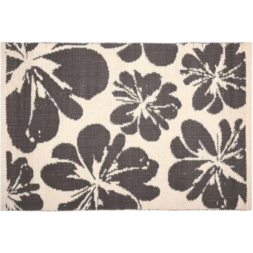 pad BLOOM Fußmatte In/Outdoor, 60 x 90 cm, 100% Polypropylen, grau, exotisches Blüten-Motiv 60x90 cm - Bild-Darstellung des Produktes 1
