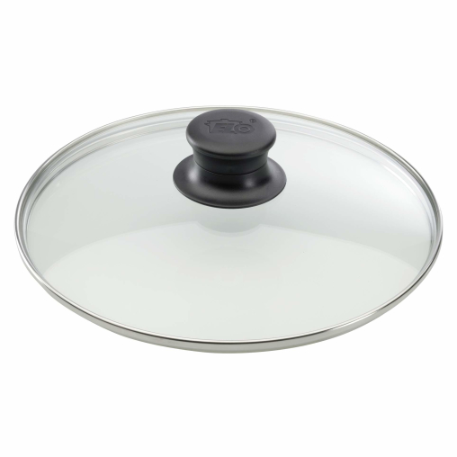 ELO Glasdeckel mit Edelstahlrand und Kunststoffknopf