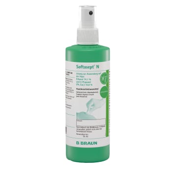 B. Braun Softasept® N farblos, Hautdesinfektionsmittel, Lösung 250 ml - Flasche mit Sprühkopf - Bild-Darstellung des Produktes 1