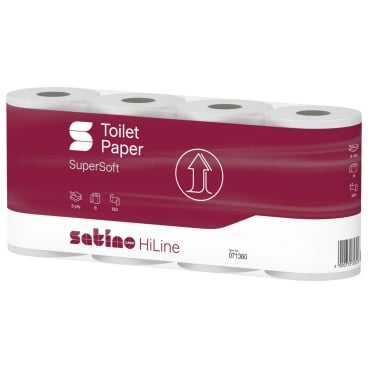 Satino HiLine Toilettenpapier, 3-lagig, hochweiß, MT1 1 Paket= 8 Packungen à 8 Rollen à 150 Blatt - Bild-Darstellung des Produktes 1