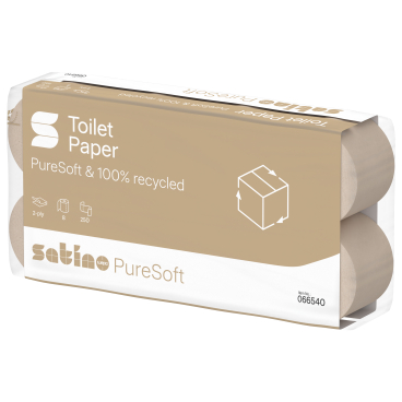 Satino PureSoft Toilettenpapier, 2-lagig, MT1-kompatibel 1 Packung = 8 Rollen à 250 Blatt - Bild-Darstellung des Produktes 1