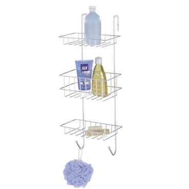 WENKO Revigo Duschregal 3 Ablagekörbe und 2 Haken, Maße: 22,5 x 57 x 18,5 cm - Bild-Darstellung des Produktes 1