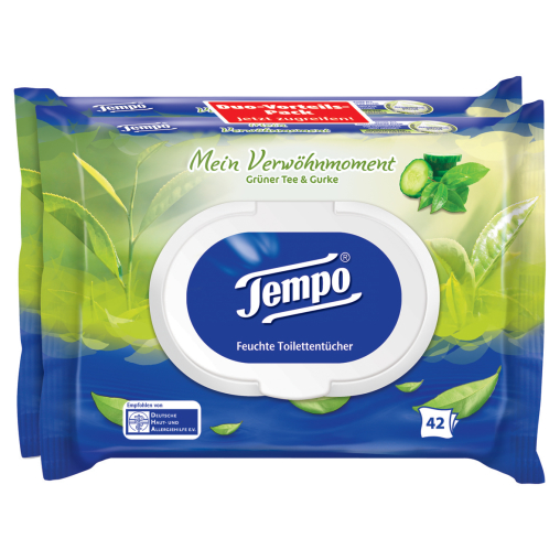 Tempo Grüner Tee & Gurke Feuchte Toilettentücher