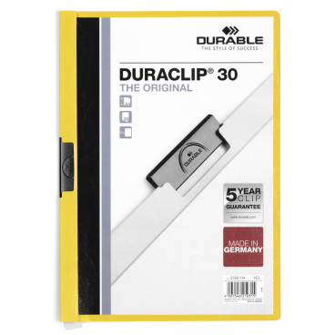 DURABLE Duraclip® Klemmhefter für 1-30 Blatt, DIN A4 1 Packung = 25 Stück, gelb - Bild-Darstellung des Produktes 1
