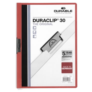 DURABLE Duraclip® Klemmhefter für 1-30 Blatt, DIN A4 1 Packung = 25 Stück, rot - Bild-Darstellung des Produktes 1