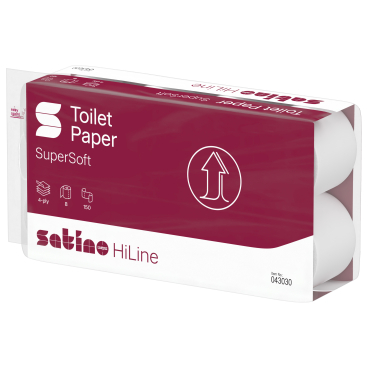 Satino HiLine Toilettenpapier, 4-lagig, hochweiß, MT1 1 Paket = 9 Packungen à 8 x 150 Blatt - Bild-Darstellung des Produktes 1