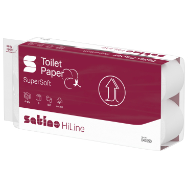 Satino HiLine Toilettenpapier, 4-lagig, hochweiß, Cotton, MT1 1 Packung = 8 Rollen à 150 Blatt - Bild-Darstellung des Produktes 1