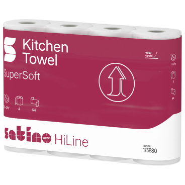 Satino HiLine Küchenrolle, 3-lagig, hochweiß 1 Karton = 8 Packungen à 4 Rollen à 64 Blatt - Bild-Darstellung des Produktes 1