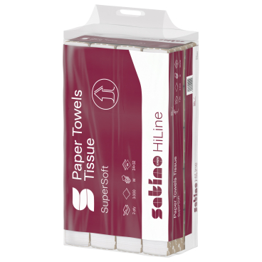 Satino HiLine Handtuchpapier, 2-lagig, hochweiß, W-Falz, PT2 1 Paket = 25 Packungen à 120 Blatt, Blattmaße: 24 x 32 cm - Bild-Darstellung des Produktes 1