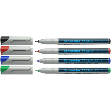 Schneider Maxx 221 S Universalmarker non- permanent 1 Packung = 4 Stück, farbig sortiert - Bild-Darstellung des Produktes 1