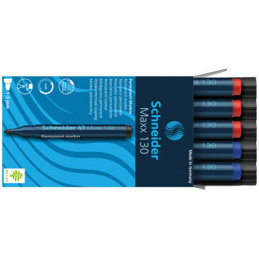 Schneider Maxx 130 Marcador Permanente, Rellenable, 1 – 3 Mm, Azul, 1er Blíster
