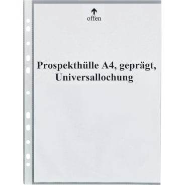 Prospekthüllen A4 50my geprägt VE=100 Stück Prospekthüllen A4 50my geprägt VE=100 Stück - Bild-Darstellung des Produktes 1