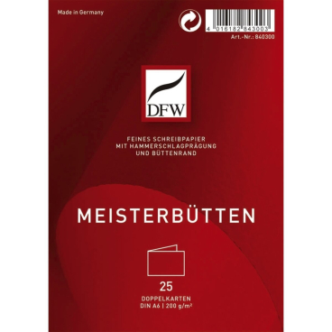 Doppelkarte Meisterbütten - A6 quer 25 Stück. Doppelkarte Meisterbütten - A6 quer 25 Stück. - Bild-Darstellung des Produktes 1