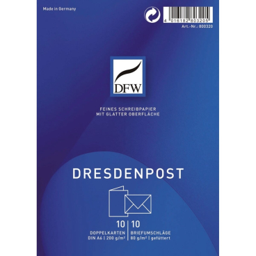 Doppelkarte DresdenPost - A6 hoch 10 Karten/10 Umschläge. Doppelkarte DresdenPost - A6 hoch 10 Karten/10 Umschläge. - Bild-Darstellung des Produktes 1