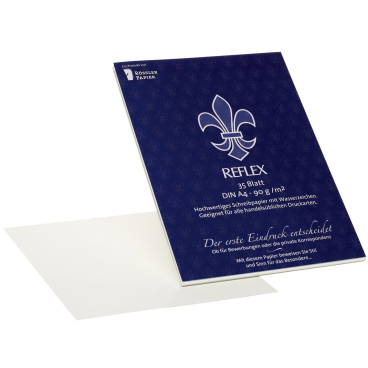 Reflex Korrespondenzpapier - DIN A4 weiß 35 Blatt. Reflex Korrespondenzpapier - DIN A4 weiß 35 Blatt. - Bild-Darstellung des Produktes 1
