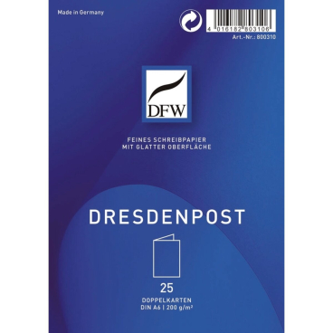 Doppelkarte DresdenPost - A6 hoch 25 Stück. Doppelkarte DresdenPost - A6 hoch 25 Stück. - Bild-Darstellung des Produktes 1