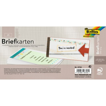 Briefkarte - DL 190 g/qm weiß einfach 25 Stück. Briefkarte - DL 190 g/qm weiß einfach 25 Stück. - Bild-Darstellung des Produktes 1