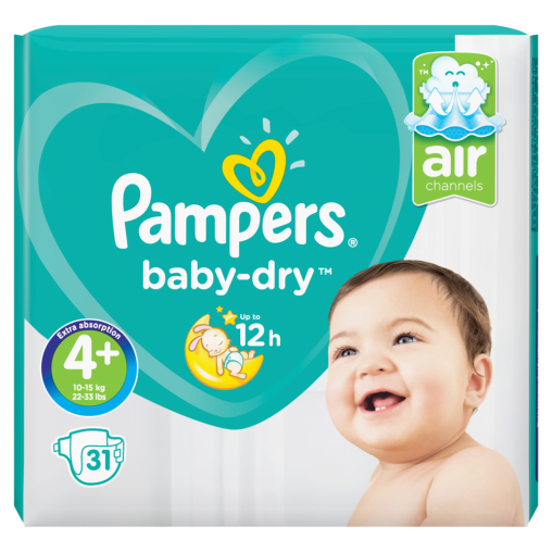 Pampers Baby Dry Maxi Plus Windeln 10-15 kg, Größe 4+