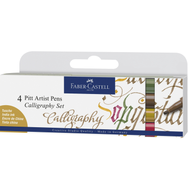Faber-Castell Pitt Artist Pen Calligraphy Tuschestift 1 Packung = 4 Stück, Colours - Bild-Darstellung des Produktes 1