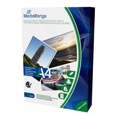 DIN A4 Fotopapier für Tintenstrahldrucker beidseitig matt 140g 100 Blatt. DIN A4 Fotopapier für Tintenstrahldrucker beidseitig matt 140g 100 Blatt. - Bild-Darstellung des Produktes 1