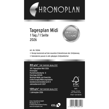 Tagesplan A6 Midi 1 Tag/1 Seite Kalendarium 2026 Tagesplan A6 Midi 1 Tag/1 Seite Kalendarium 2026 - Bild-Darstellung des Produktes 1