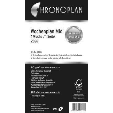 Wochenplan Midi in Zeilen 2026 Wochenplan Midi in Zeilen 2026 - Bild-Darstellung des Produktes 1