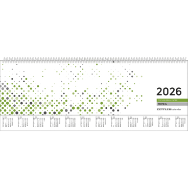 Tischquerkalender Perfo XL Grün 36,2x13,6cm 1 Woche/2 Seiten 2026 Tischquerkalender Perfo XL Grün 36,2x13,6cm 1 Woche/2 Seiten 2026 - Bild-Darstellung des Produktes 1