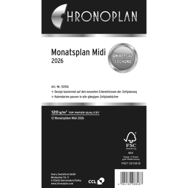 Monatsplan A6 Midi Kalendarium 2026 Monatsplan A6 Midi Kalendarium 2026 - Bild-Darstellung des Produktes 1