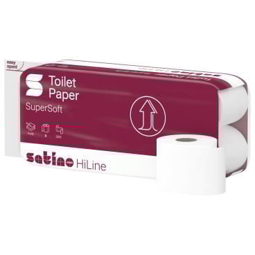 Satino HiLine Toilettenpapier, 3-lagig, hochweiß, MT1 1 Karton = 8 Packungen à 8 Rollen à 250 Blatt - Bild-Darstellung des Produktes 1