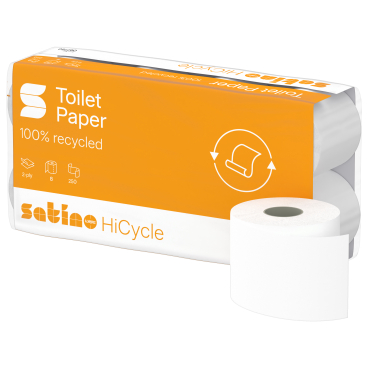 Satino HiCycle Toilettenpapier, 2-lagig, weiß, MT1 1 Paket = 8 Packungen à 8 x 250 Blatt - Bild-Darstellung des Produktes 1