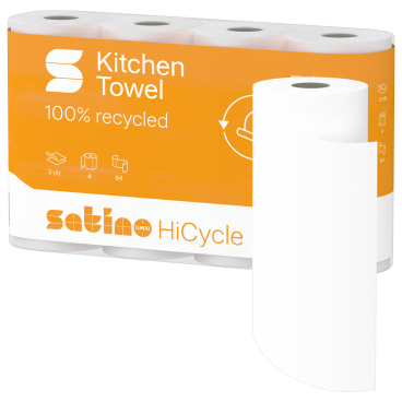 Satino HiCycle Küchenrolle, 2-lagig, hochweiß 1 Karton = 8 Packungen à 4 x 64 Blatt - Bild-Darstellung des Produktes 1