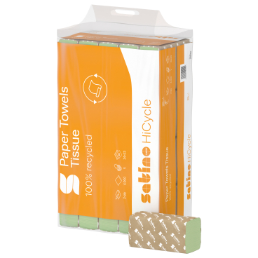 Satino HiCycle Handtuchpapier, 2-lagig, grün, V-Falz, PT3 1 Packung = 20 Bündel à 200 Blatt - Bild-Darstellung des Produktes 1