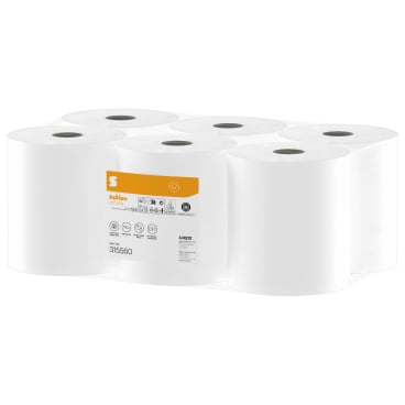 Satino HiCycle Handtuchrollen, 1-lagig, hochweiß, CF1 1 Karton = 6 Rollen à 857 Blatt - Bild-Darstellung des Produktes 1