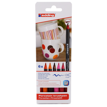 edding® 4200 Porzellan-Pinselstift, bunt 1 Packung = 6 Stück, warm - Bild-Darstellung des Produktes 1