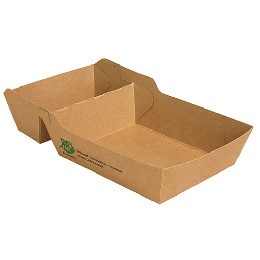 Papstar Pure „100% Fair“ Pommes-Frites-Trays aus Pappe, 2-geteilt