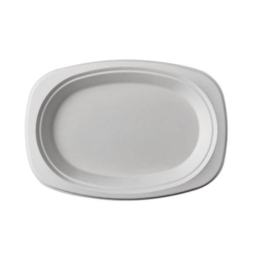 Papstar Pure Teller Zuckerrohr, oval, weiß