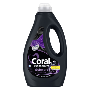 Coral Farbschutz Schwarz Flüssigwaschmittel, 26 WL 1 Flasche = 1,3 Liter - Bild-Darstellung des Produktes 1