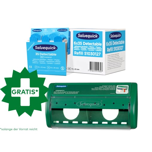 Cederroth Salvequick Blue Detectable Pflaster + Pflasterspender