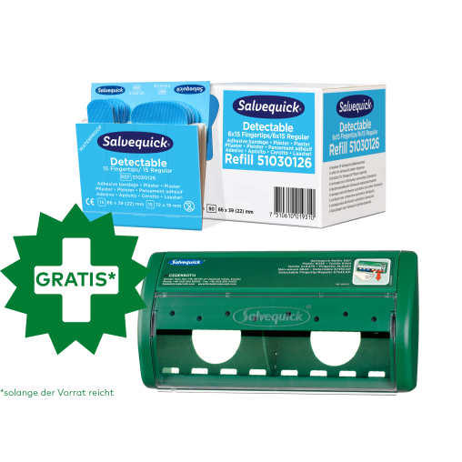 Cederroth Salvequick Detectable Pflastermix + Pflasterspender