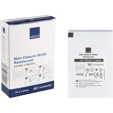 ABENA® Wundnahtstreifen, mit 3 Streifen, steril, weiß 1 Packung = 70 Stück, Maße:  12 x 50 mm - Bild-Darstellung des Produktes 1
