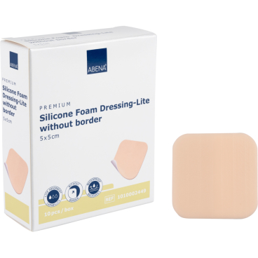 ABENA® Schaumstoffbinde Lite, steril, beige 1 Packung = 10 Stück, Maße: 5 x 5 cm - Bild-Darstellung des Produktes 1